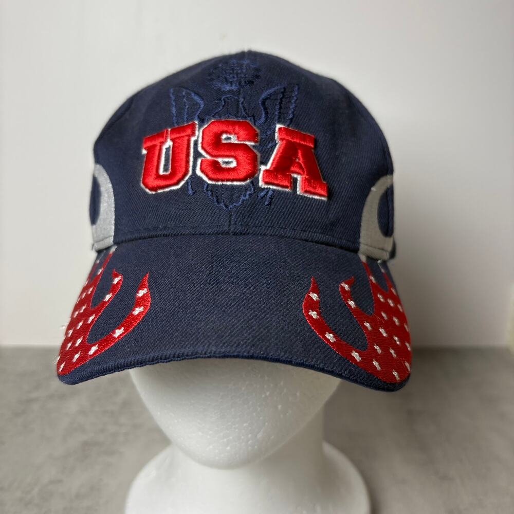 USA Flames Eagle United States of America Navy Blue Baseball Cap